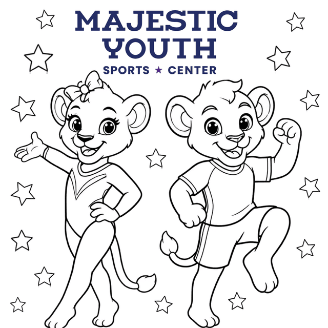 Both Majestic lion mascots waving among stars